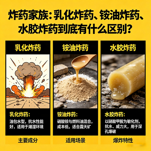 武强炸药家族：乳化炸药、铵油炸药、水胶炸药到底有什么区别？